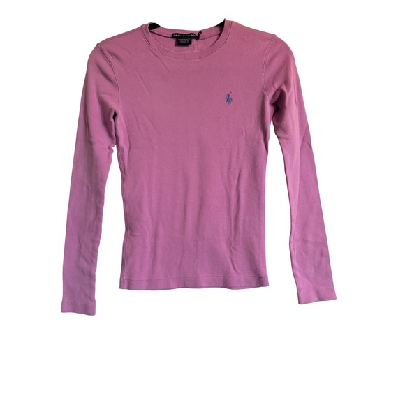 Ralph Lauren Sport Tops - Ralph Lauren Sport Womens XS Lavender Long Sleeve Crew Neck Cotton Pony Logo Tee